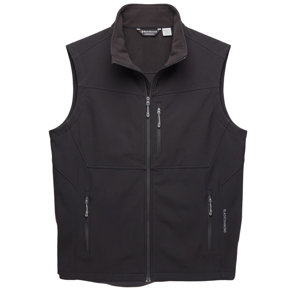 BLACK DIAMOND Mens XL Black Softshell Vest Fleece Lined Full Zip